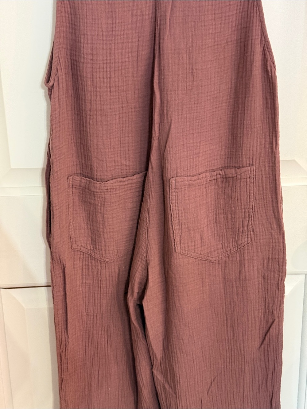 Zara Mauve Gauze Wide Leg Jumpsuit Sleeveless V-Neck Boho 25458 - Picture 7 of 9